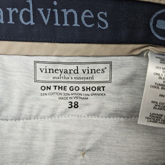 Vineyard Vines On The Go Shorts Mens 38 Stretch Performance Chino Flat Front Tan - Picture 2 of 9